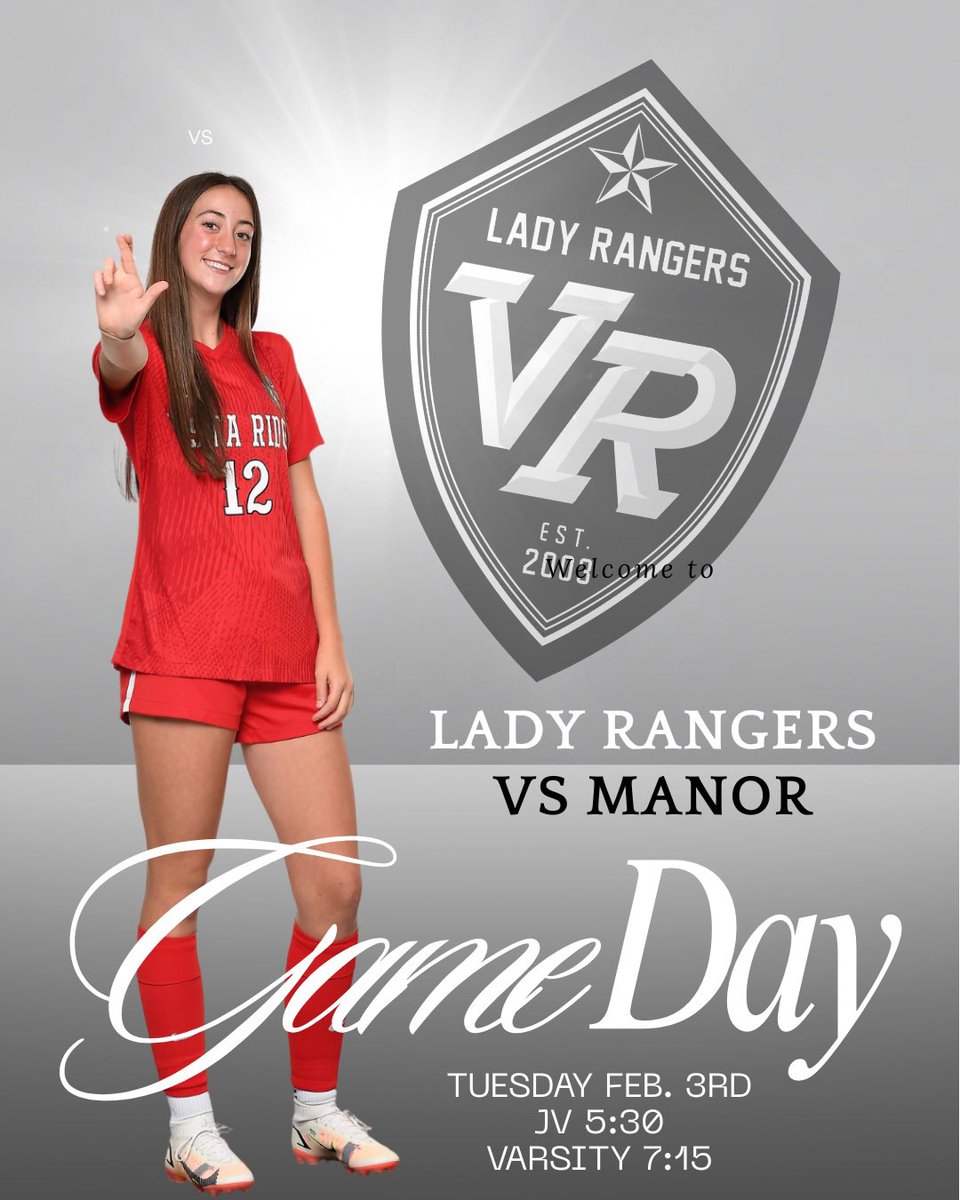 VRLRSoccer's tweet photo. It’s Game Day as the Lady Rangers host Manor Tonight at Ranger Stadium. JV 5:30 / Varsity 7:15
#VRTWD. https://t.co/oHdLqoKOYx