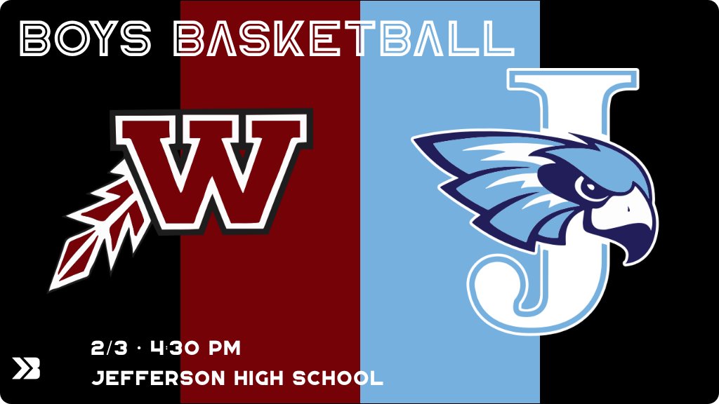 WaterlooWest's tweet image. Boys Basketball (Freshman) Game Day! - Check out the event preview for the The Waterloo West Wahawks vs The Cedar Rapids Jefferson J-Hawks. It starts at 4:30 PM and is at Jefferson High School Main Gym. gobound.com/ia/ihsaa/boysb…