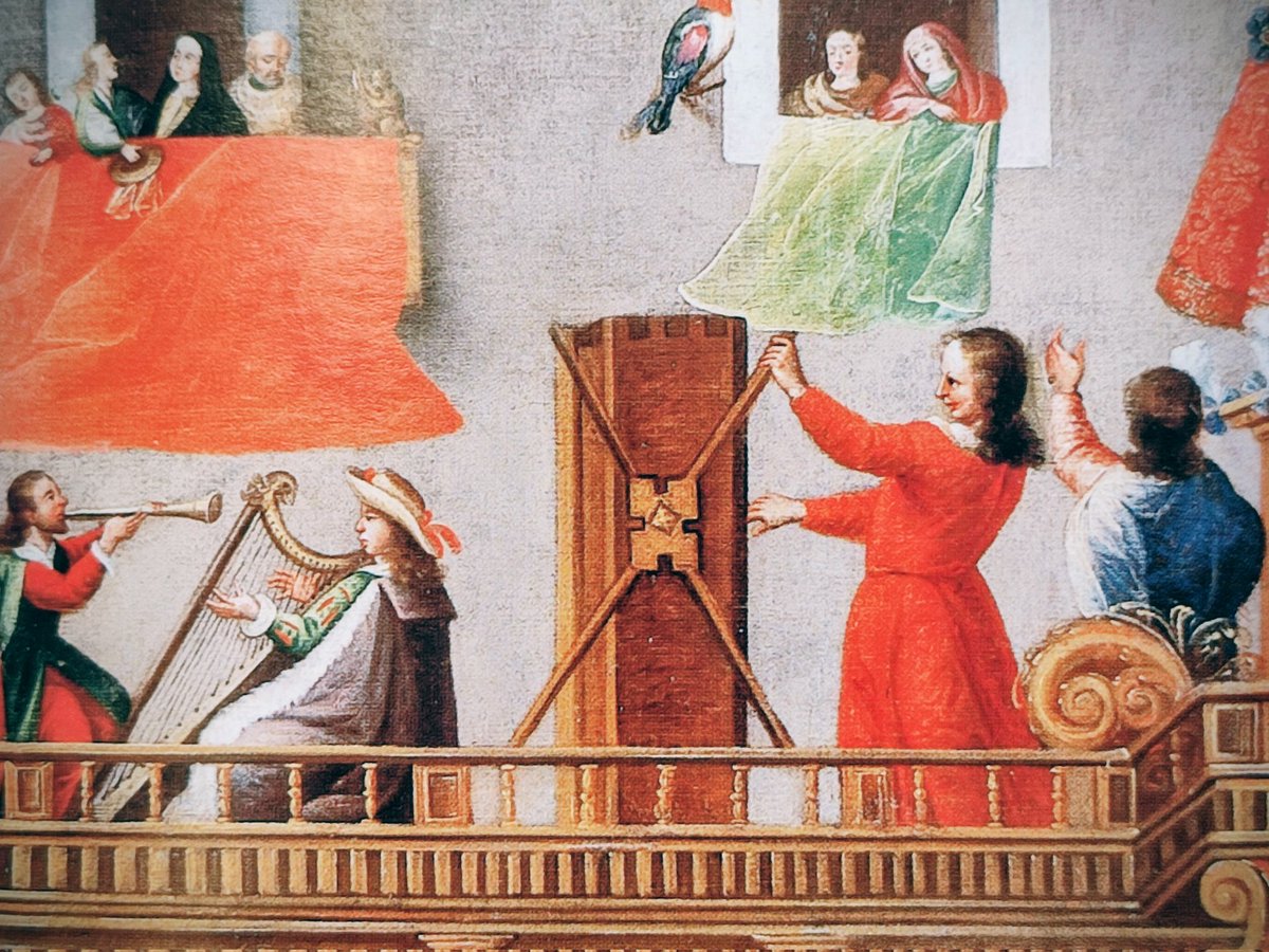 Uno de mis cuadros preferidos: un tórculo de de estampas montado en un carro de anuncio del Corpus, ca. 1675-1680. Una copia de un grabado valenciano. En una ciudad como el Cuzco sin imprentas debió causar sensación.

Óleo sobre lienzo.
Museo de Arte Religioso, Cuzco.