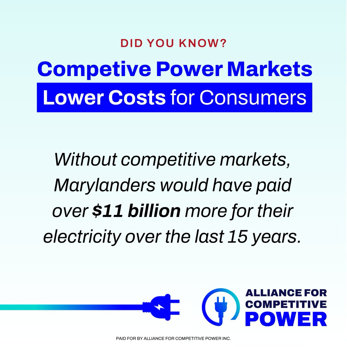 A report commissioned by the Alliance for Competitive Power proved that competitive markets have protected Maryland Customers. 

Read the full report here: static1.squarespace.com/static/66b938b…