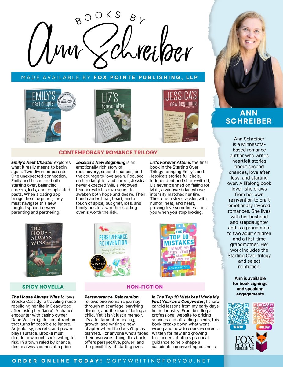 Second chances. New beginnings. Love that shows up when you least expect it.

Sharing a snapshot of my books —from contemporary romance to a spicy novella and nonfiction. Which one would you pick up first?