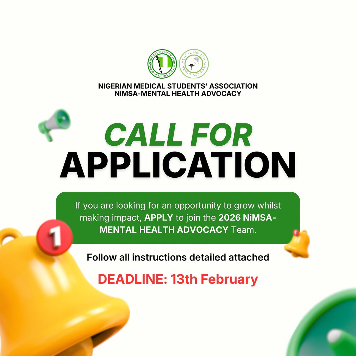 TOMHA2024's tweet photo. Are you interested in mental health and changing the narrative?
The Technical Office on Mental Health Advocacy '26 is calling all interested Nimsaites' to join our team.
What are the available roles?
https://t.co/t3Fkz0UO73 https://t.co/VBanDGimsF