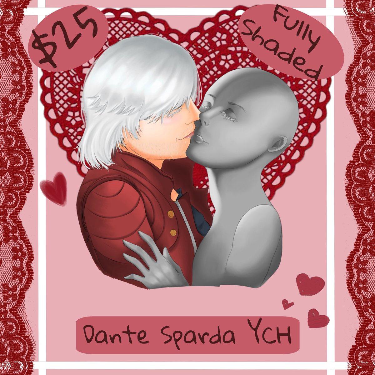 Valentine’s day YCH with Dante!! few slots open, dm to claim one❤️

#dantesparda #ychcommission