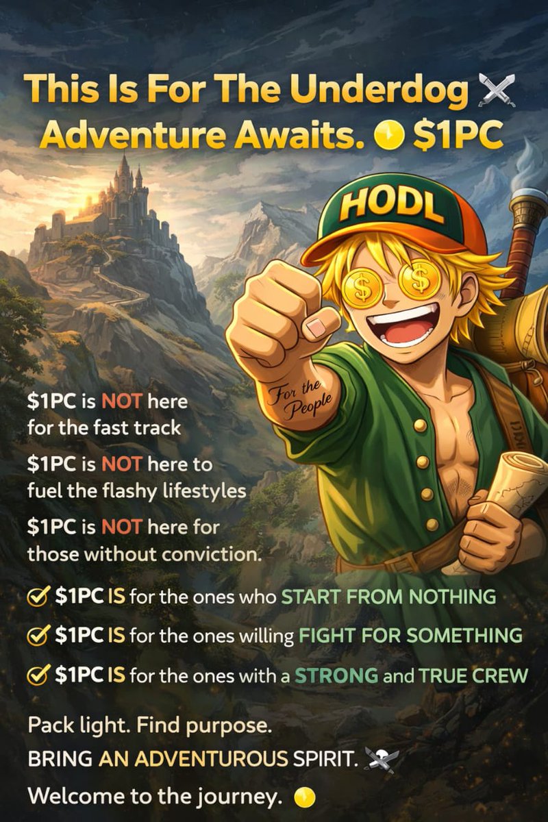 Bigcabyy's tweet photo. This isn’t a fast-track play.
This isn’t for flashy lifestyles.
This is for builders, believers, and underdogs.
$1PC is for those who start from nothing, fight for something, and move with a real crew.
Welcome to the journey ⚔️🟡 #1PC #UnderdogMentality #Web3 https://t.co/dZ5noQrTQb
