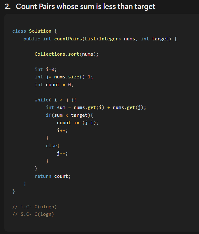 DevDiary101's tweet photo. DAY 02 of #100DaysOfCode
Here is my activity log :
🎯Problems Solved:
1- Merge Sorted Array
2- Count Pairs Whose Sum is Less than Target
3- Two Sum
4- Two Sum II - Input Array Is Sorted
5- 3Sum
#DSA #LearningInPublic #TwoPointers #DSAinJava https://t.co/79RreaQ5om