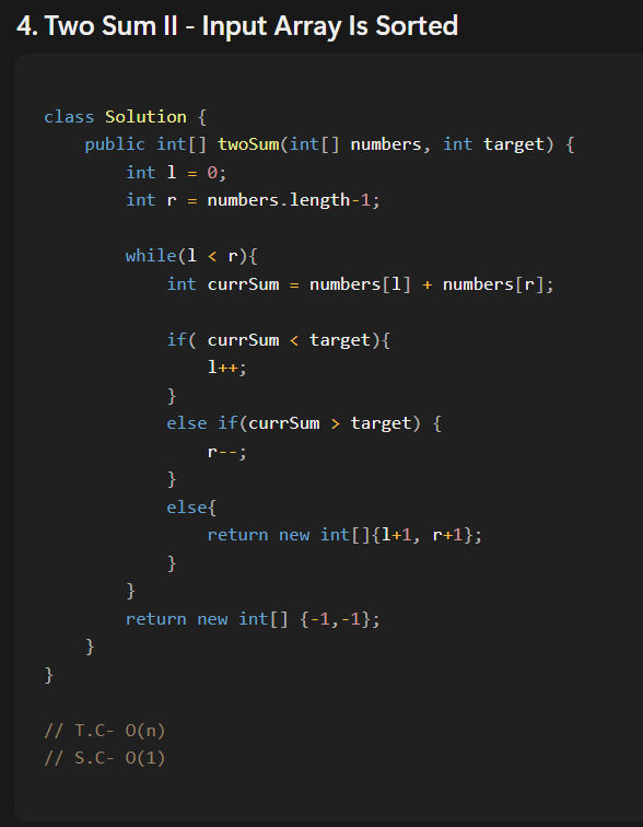 DevDiary101's tweet photo. DAY 02 of #100DaysOfCode
Here is my activity log :
🎯Problems Solved:
1- Merge Sorted Array
2- Count Pairs Whose Sum is Less than Target
3- Two Sum
4- Two Sum II - Input Array Is Sorted
5- 3Sum
#DSA #LearningInPublic #TwoPointers #DSAinJava https://t.co/79RreaQ5om