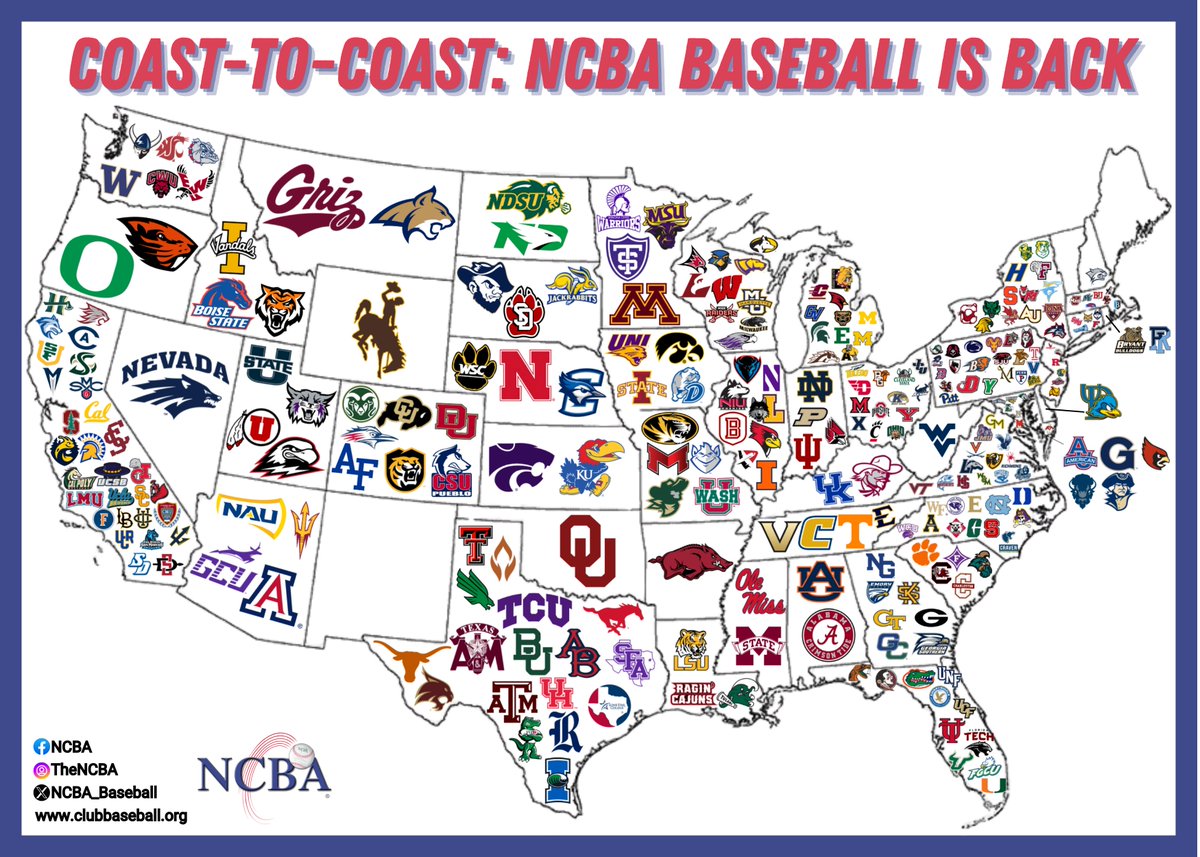 NCBA_Baseball's tweet photo. 🌎Coast to coast and officially underway
🗓️Week 11 of the NCBA Season kicked off last weekend to begin our Spring
📊298 schools across 46 states are competing nationwide
🔥The action is just getting started!
#NCBA #ClubBaseball #CollegeBaseball #RoadtoAlton #RoadtoButler https://t.co/9HCpvqApwK