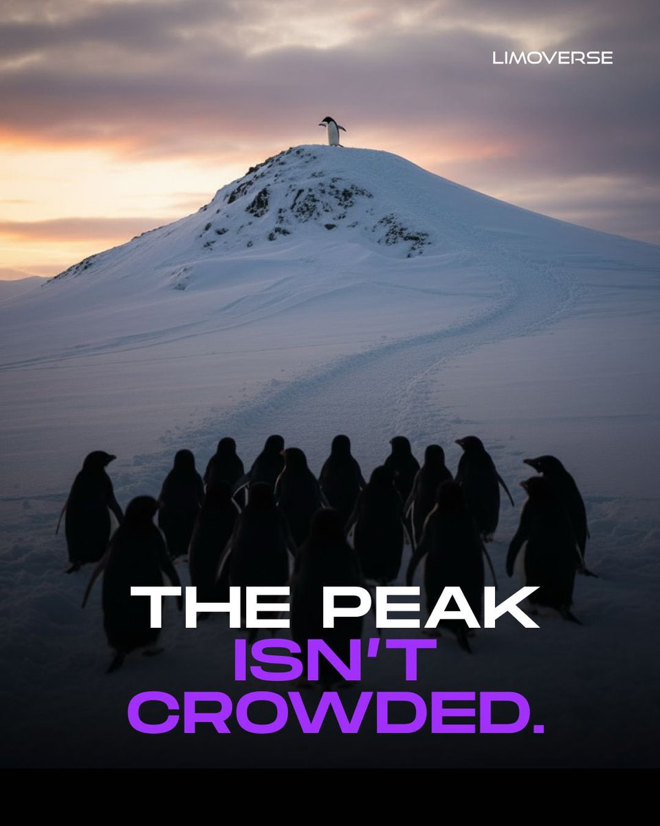 The peak isn’t crowded because most people quit at the climb. 

Comfort feels safer than conviction. 

While everyone follows the noise, a few choose direction over validation.

That’s how real progress is made. 

Different paths. Different outcomes 🐧