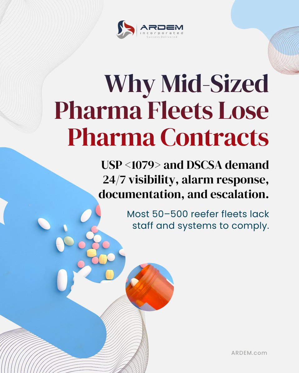 ARDEMinc's tweet photo. ColdSure™ unifies OEM telematics and tracker data, monitors lanes in real-time, and routes exceptions to analysts only when needed.

Learn how to become pharma-compliant fast.

#PharmaCompliance #ColdChainMonitoring #AgenticAI #ReeferMonitoring #Trending #Automation #ARDEM https://t.co/6Fo9gPelJN