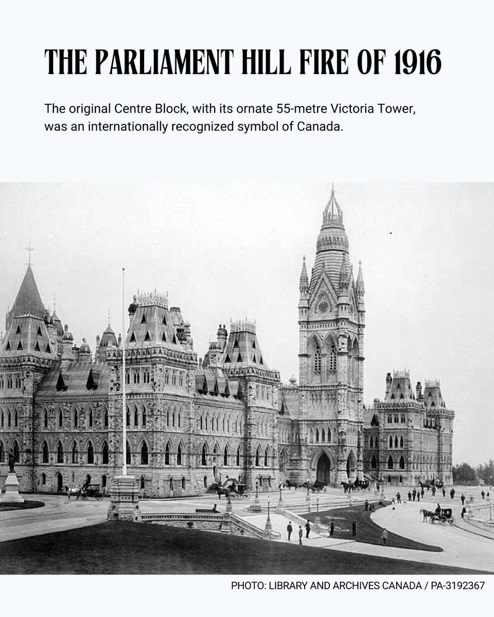 SenateCA's tweet photo. (1/2) Today marks the 110th anniversary of the fire that reduced the original Centre Block to ashes in just three hours. Explore the events that unfolded during this historic moment. 👇

#SenCA #CdnHist @LibraryArchives https://t.co/GdkOF83kPC