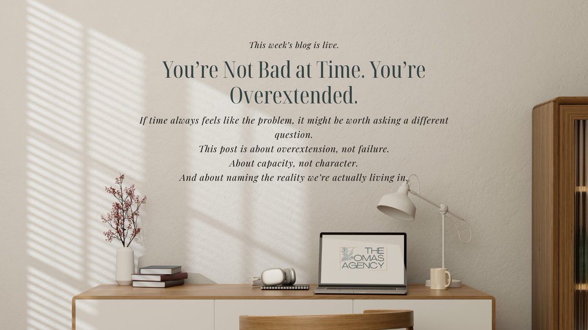 AgencyOmas's tweet image. You’re not bad at time.
You’re overextended.

This week’s blog is about naming reality without shame.
omasagency.com/blog/not-bad-a…

#TimeAsCapacity #MindsetShift #OMASAgency