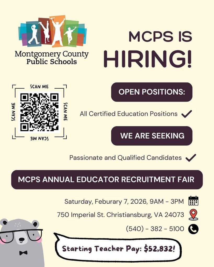 mcps_va's tweet image. Our annual MCPS Educator Recruitment Fair is this Saturday! Join us to learn more about opportunities within MCPS. 

#WeAreMCPS