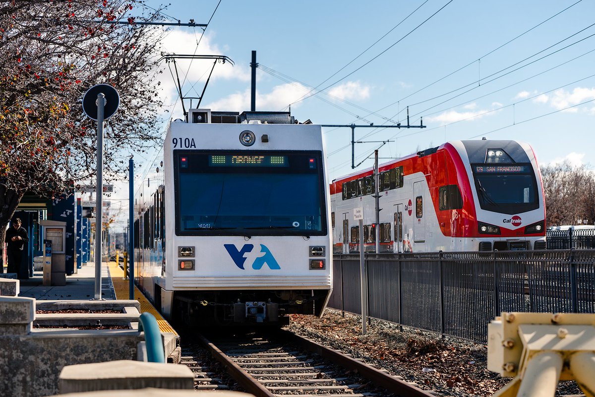 VTA's tweet image. Make the right play February 8 🏈 Caltrain and VTA have teamed up to get you moving through the Bay Area 🤝 with Caltrain/VTA SBLX 1-Day passes. Get where you need to go, when you need to get there. More info: vta.org/sblx