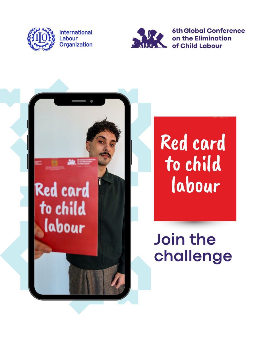 ilo's tweet photo. Child labour must stop. 🟥

Show the red card and pass it on:

🟥 Photo
📲 Post
👥 Tag 3 friends

#EndChildLabour https://t.co/2N8K7nuRra