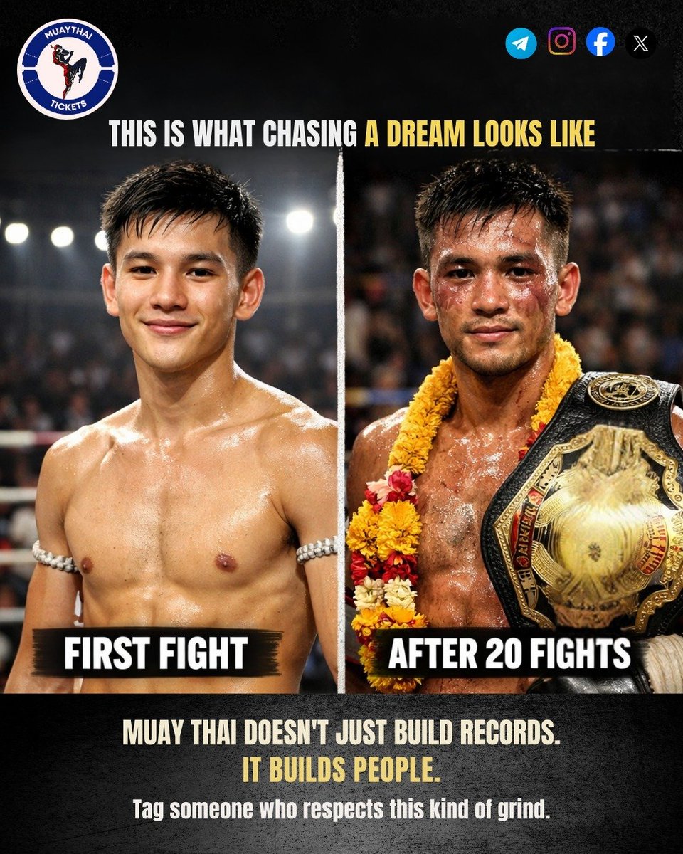 MuayThai_Ticket's tweet image. Here’s a tight, Twitter/X-ready version — clean, emotional, and within character limits 👇

The difference between a fighter’s first stadium fight and their 20th isn’t just the record.
It’s how they walk, breathe, and carry every lesson from past rounds.

#MuayThai #FightersLife