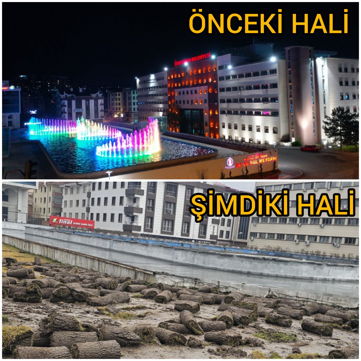 turgutaltinok06's tweet photo. Sevgili Keçiörenliler
Sevgili Ankaralılar

Keçiören Belediyesinin talanı devam ediyor. Ankara'da tek, Türkiye'de sayılı olan; otoparkın üstündeki ses ve ışık gösterisine sahip Su Meydanı kafe yapmak için sökülüyor. Önce otoparkı peşkeş çektiler şimdi de her yaştan vatandaşımızın keyifle vakit geçirdiği bu muhteşem eseri birilerine peşkeş çekiyorlar.

Sırf Altınok tarafından yapıldı diye Türkiye'de örneği olmayan eserler bir bir yok ediliyor, kapatılıyor, yağmalanıyor, peşkeş çekiliyor. Estergon Kalesi, Atatürk Cumhuriyet Kulesi, Teleferik, Deniz Dünyası ve birçok yer kapalı. Bu projelere sizin hayalleriniz yetmez. Bu eserler milletimizin eserleri. Bu talana herkes dur demelidir, Keçiören ve Ankara güzelliklerine sahip çıkmalıdır. Keçiören Belediye Başkanı tarafından şehrimizin güzellikleri çöpe atılıyor, şehrini seven bunları yapabilir mi?

Takipçilerimizden ricam bunu paylaşıp herkese duyurmak. Belki böylece bu talanı durdururlar.

Takdir Keçiörenlilerin, takdir Ankaralıların...