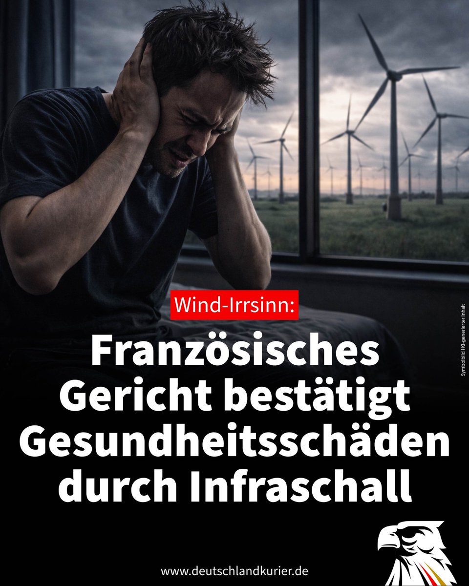 Wind-Irrsinn: Französisches Gericht bestätigt Gesundheitsschäden durch Infraschall

Ein französisches Gericht hat erstmals bestätigt, dass Windkraftanlagen erhebliche gesundheitliche Probleme verursachen können. Betroffene Anlieger hatten über Kopfschmerzen, Schlafstörungen und