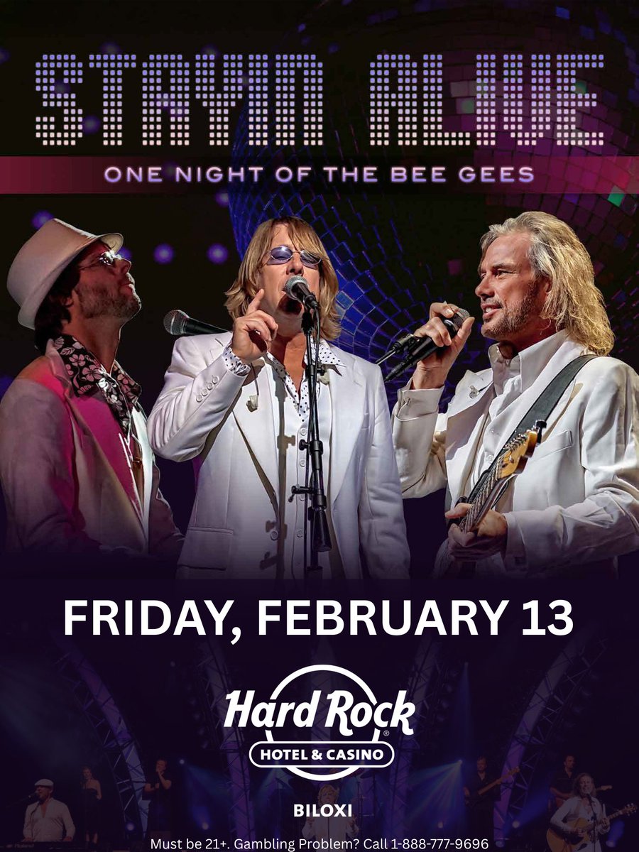 ✨🕺 Ah, ha, ha, ha… STAYIN’ ALIVE! 💃✨

Stayin’ Alive: A Tribute To The Bee Gees is bringing the disco fever to Hard Rock Hotel &amp; Casino Biloxi next Friday, February 13 🪩🔥
Tickets are on sale now -> bit.ly/4ryVSaB. 🎟️✨