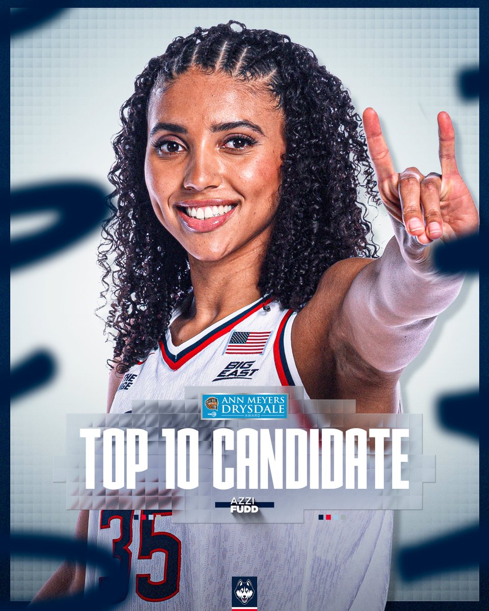 UConnWBB's tweet image. Azzi Fudd is a top 10 candidate for the 2026 Ann Meyers Drysdale Award! 

the award goes to the top shooting guard in the nation 🎯