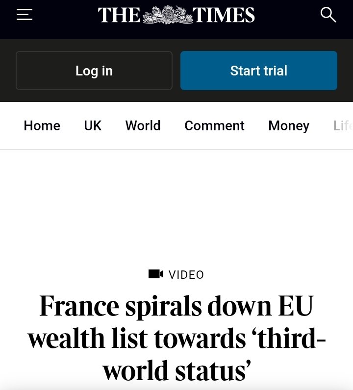 🇧🇫🇲🇱🇳🇪The sovereign decision taken by African nations like the AES to control their natural resources, is having a direct effect on France in the economic sense.

France has spiral down the EU's wealth list to a "third world country status" reports "The Times".

Everyone is