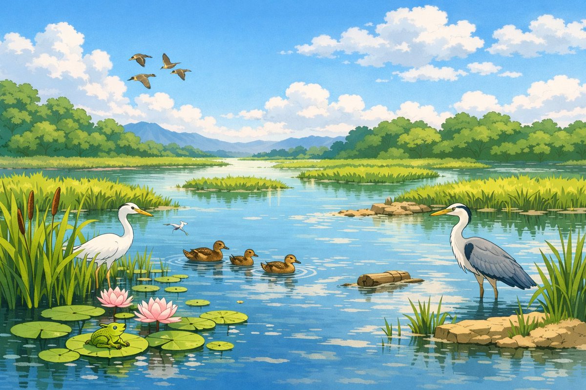 CedarTreesDZ's tweet photo. #Wetlands function as high value ecological infrastructure biogeochemical filtration improves #water quality,hydrological storage attenuates floods anoxic soils enable longterm #carbon sequestration, habitat complexity sustains #biodiversity n livelihoods 
#WorldWetlandsDay2026 https://t.co/7vMtP0D6sO