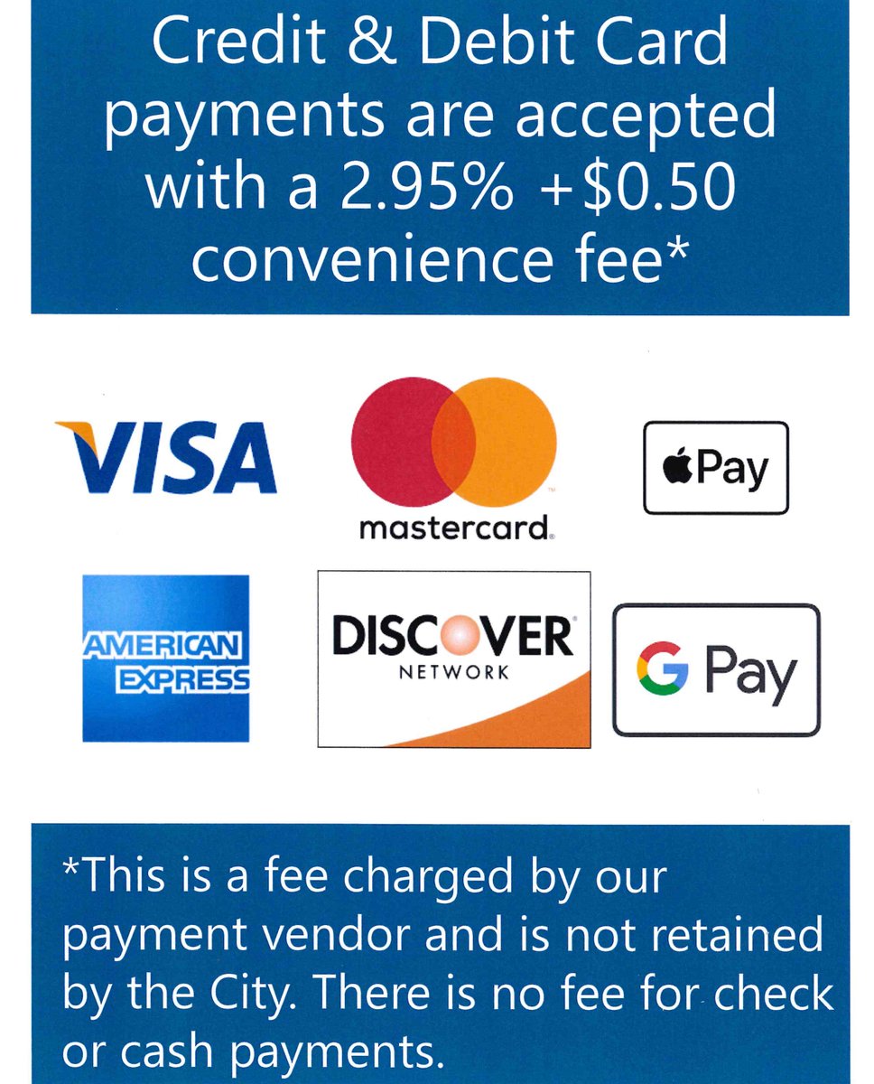 The City of Harbor Beach now accepts payments by credit card. The 2.95% fee is passed on to the customer along with a 50 cent convenience fee. Click the “Utility Payments” link at the top of the page at harborbeach.com.

Utilities may still be paid by your normal method.