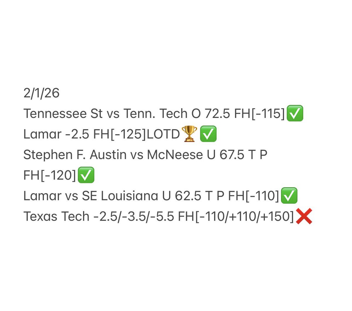 Amonsims03's tweet photo. Let’s keep this shit going.

4-3 +4.6u (LOTDs 4-6) https://t.co/BfXGHJoarA