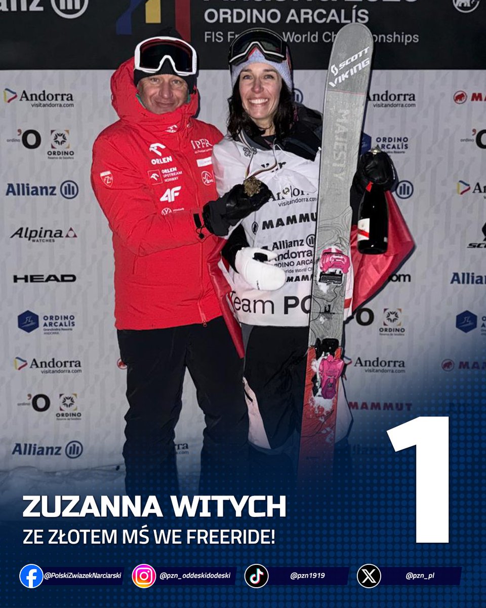 🥇Zuzanna Witych odebrała złoty medal po dzisiejszym historycznym osiągnięciu! 

Polka została pierwszą w historii złotą medalistką we Freeride w strukturach FIS!