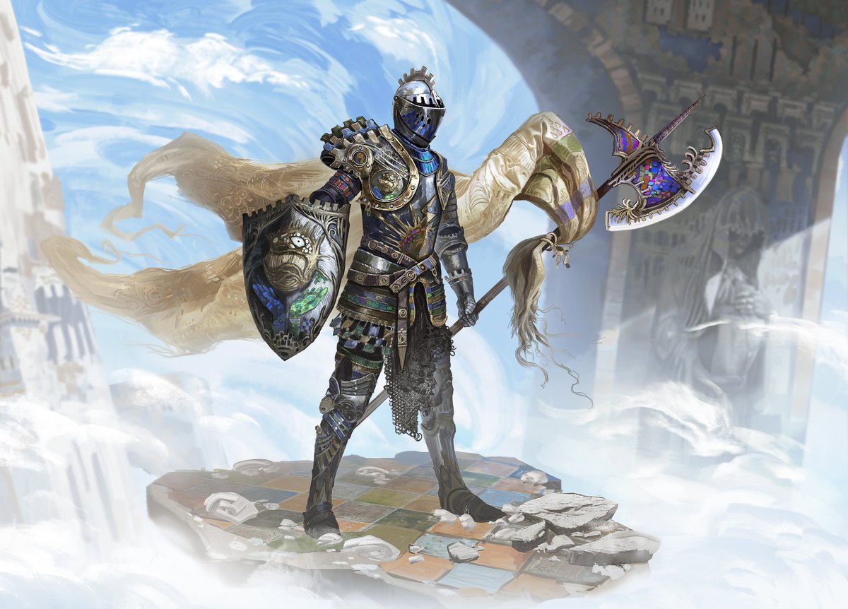 MergingLandsRPG's tweet photo. The Tesselated Knights patrol the streets of the capital, carrying out the will of the saints concealed within the tallest towers of the holy city. Their armor embodies their faith in Yarvas, ever shifting, unpredictable like the god itself.

#ttrpg #jdr #digitalart #conceptart https://t.co/6jPThLcZ58