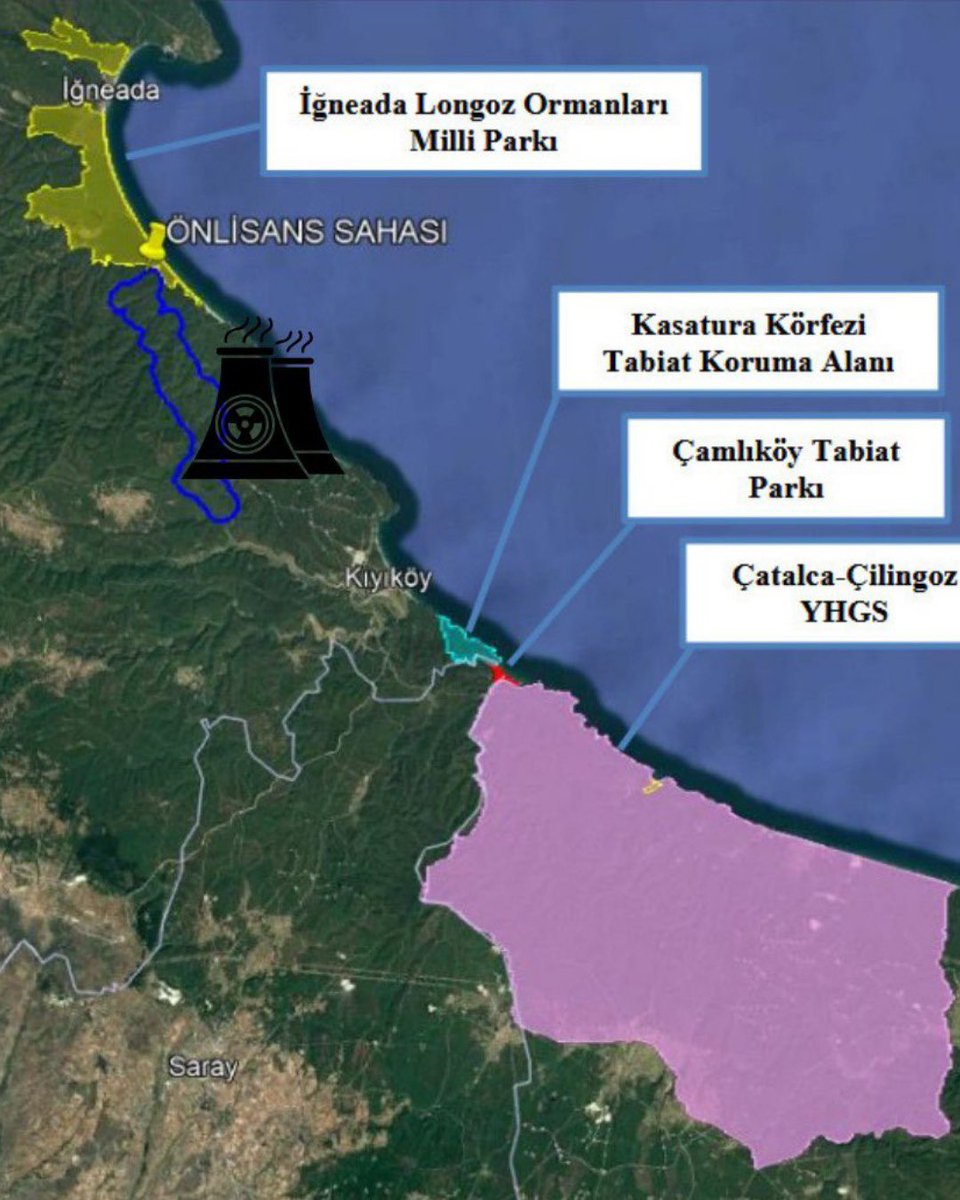 Kuzey Ormanları’nın kalbinde, Kırklareli–Kıyıköy hattında Trakya suları açısından Mutlak Koruma Alanı statüsündeki alanda nükleer santral planlanıyor. Yer seçimi bakanlık tarafından onaylandı bile. 
Zaten ekolojik yıkım yaşayan Trakya için, Kuzey Ormanları coğrafyası için bu geri