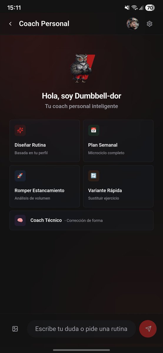 guidord's tweet photo. @Infleta_ar Y me copo tanto que termine agregándole un bot que te arma rutinas en base a tus datos y tu historial de entrenamientos.
Está todavía en desarrollo pero se las dejo para que la chusmeen.
https://t.co/F9xyEm7QpR https://t.co/fRU3sngFCG
