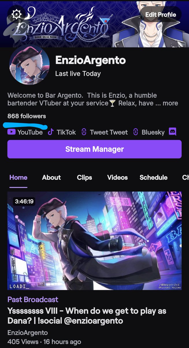 February goals:
- 2200 on Twitter
- 900 on Twitch

I stream JRPGs, Horror, Indies, collabs, and yap sessions.
Vibe is chill, but I promise it's not boring 🍸

#BarArgento