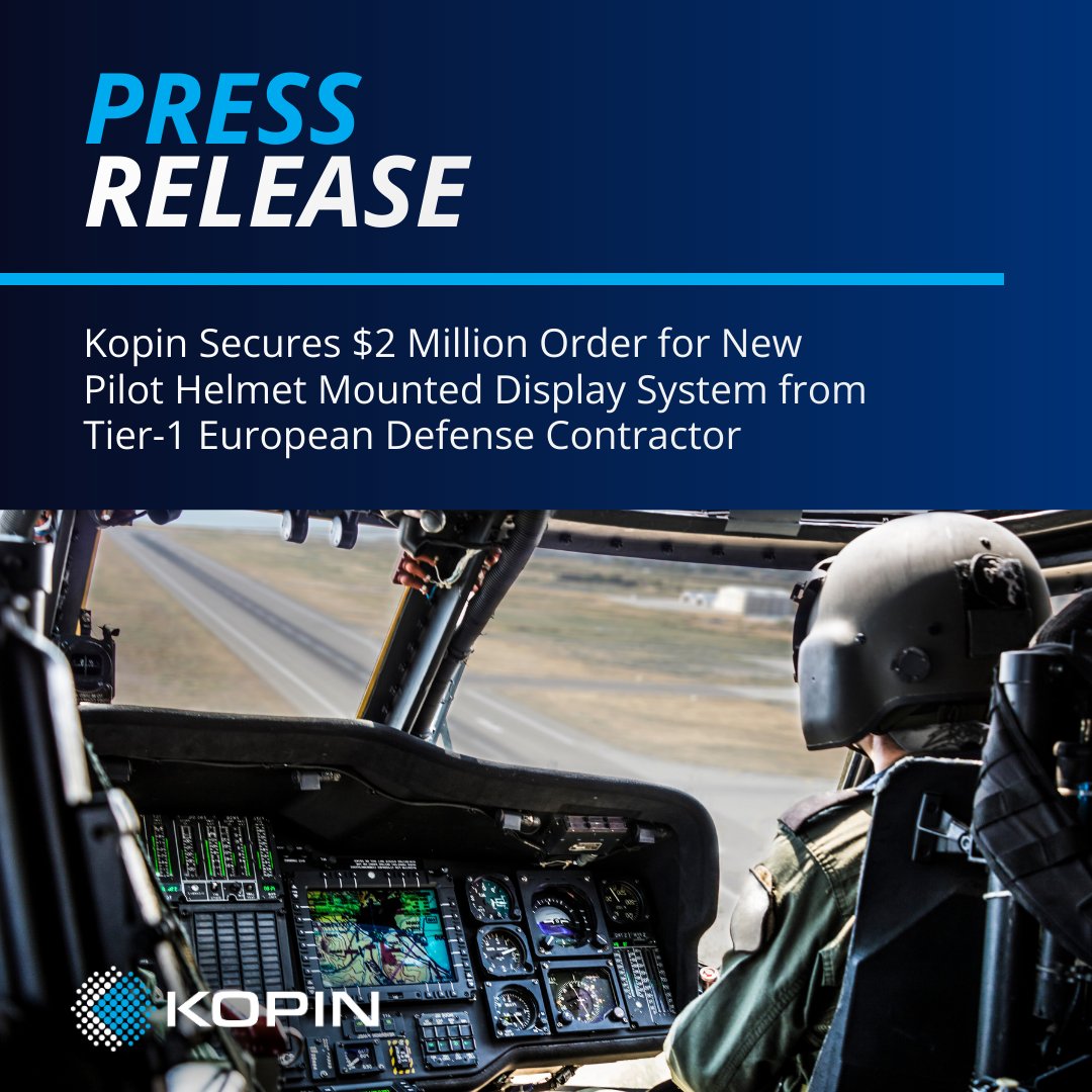 kopin's tweet image. When every second counts, vision matters.

Kopin secures $2M production order for microdisplays in a new rotary-wing pilot helmet-mounted AR display with a Tier-1 European defense contractor.

Read👇
shorturl.at/SVhE8

#AugmentedReality #ArtificialIntelligence #MadeInUSA