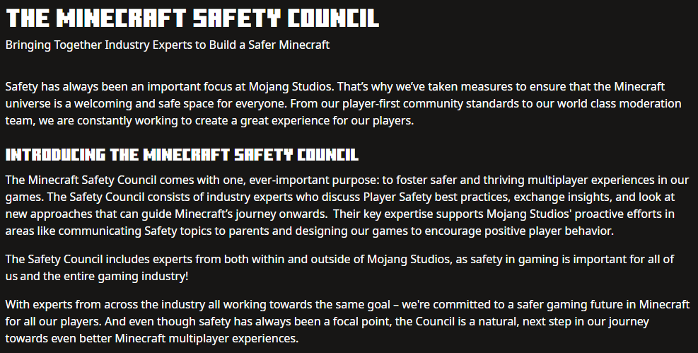 We got a Minecraft Safety Council before GTA 6.