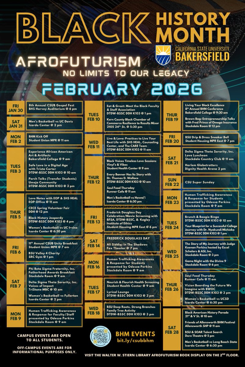 KegleyEthics's tweet photo. From lectures and panels to art, dialogue, and community events, our Black History Month calendar highlights opportunities to learn, reflect, and celebrate together. 
Check out the full calendar https://t.co/T3JR1GIHwS