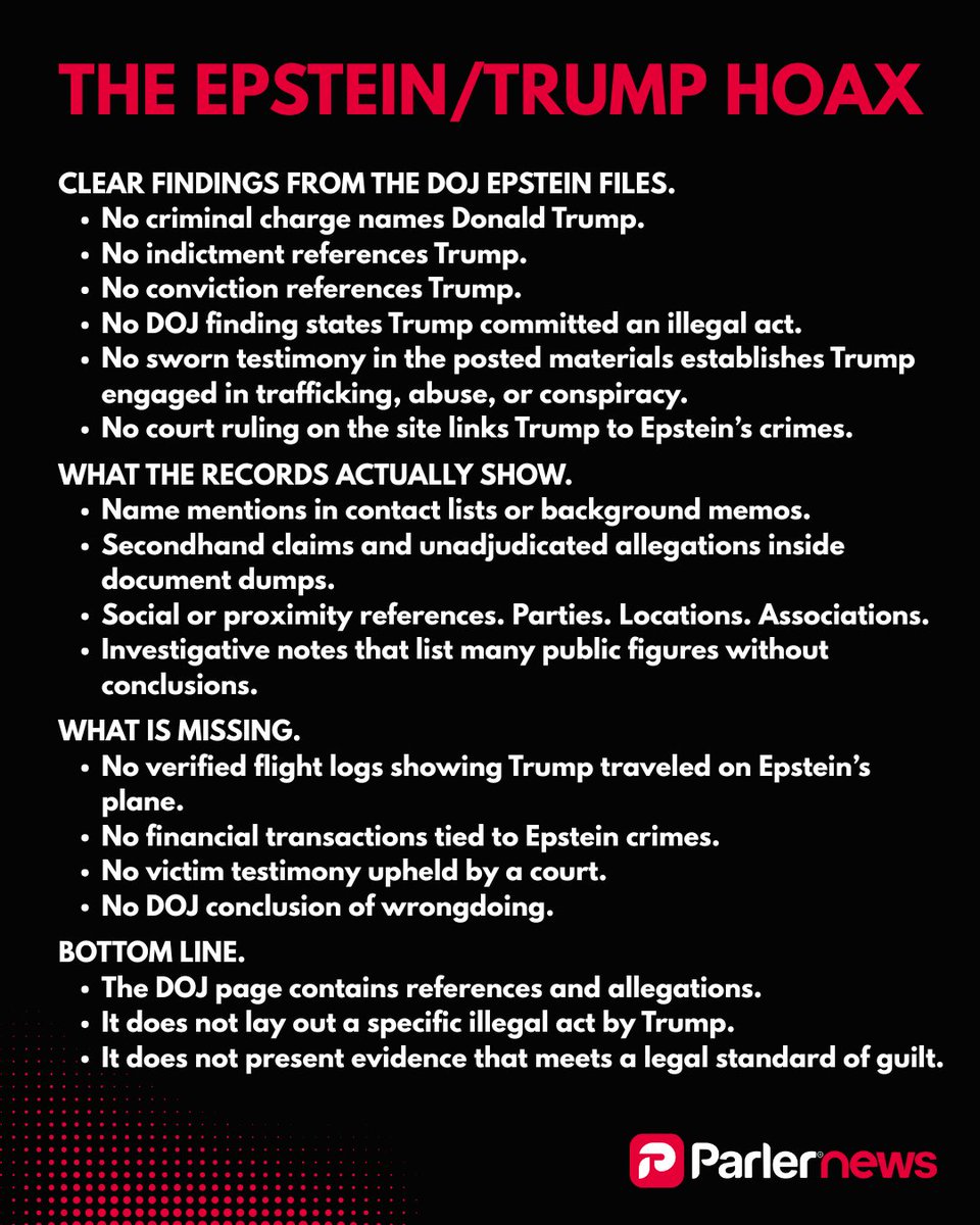 parler_social's tweet photo. There you have it folks. What are your thoughts?

#epstein #trump #dojfiles https://t.co/FYkPjuUtQq