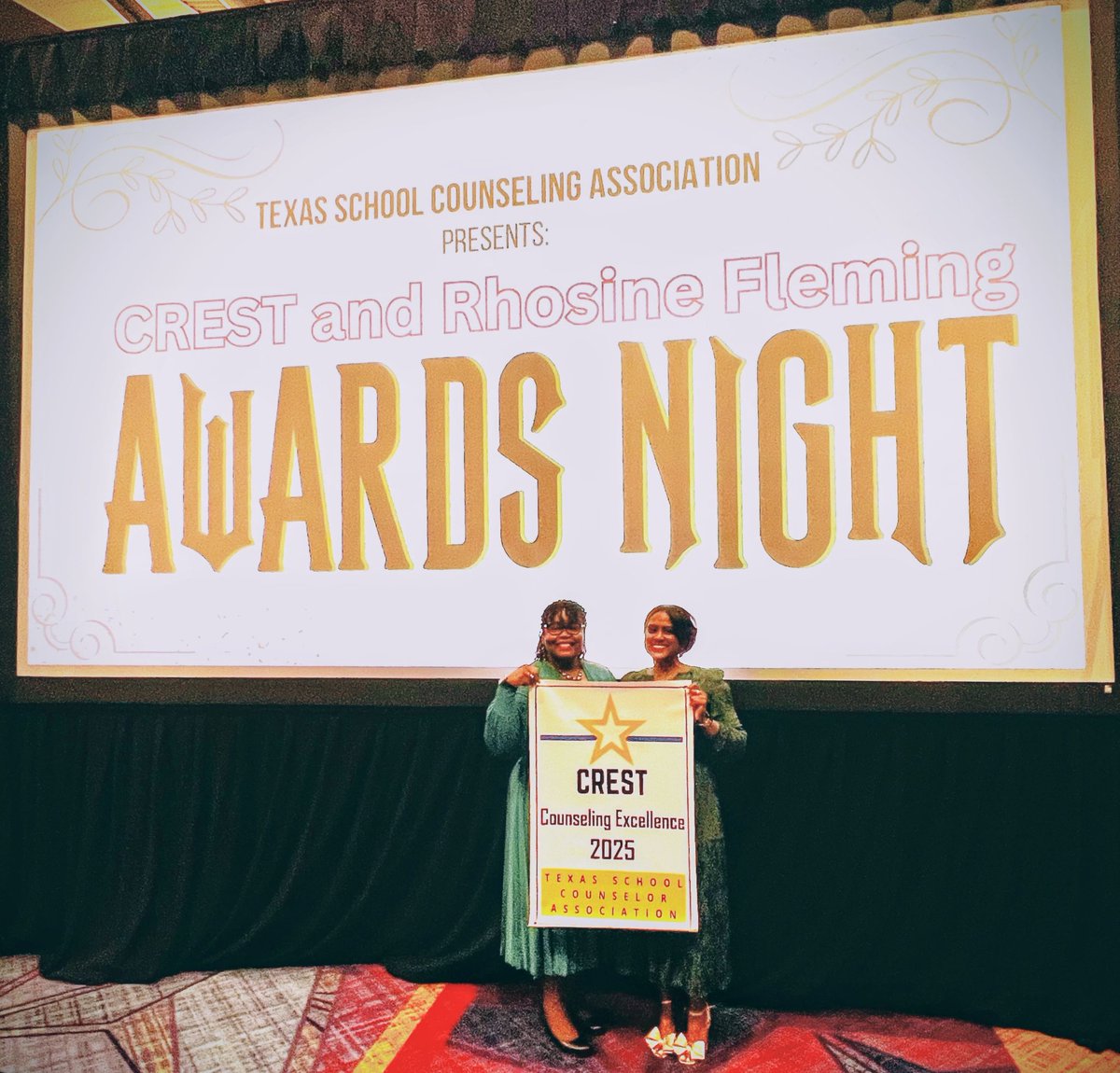 ATHSCounselors's tweet photo. Whew... We’ve finally caught our breath after the epic CREST Awards celebration in Ft. Worth! We even saw a ATHS graduate there too!  🦁❤️ https://t.co/96ReozuZkV