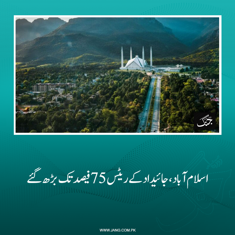 jang_akhbar's tweet photo. دارالحکومت اسلام آباد میں جائیدادوں کے ریٹس 15 سے 75 فیصد تک بڑھ گئے۔
تفصیلات جانیے: https://t.co/VXu8N7cpfs
#DailyJang #Islamabad #PropertyRates https://t.co/NpXtn7q7IC
