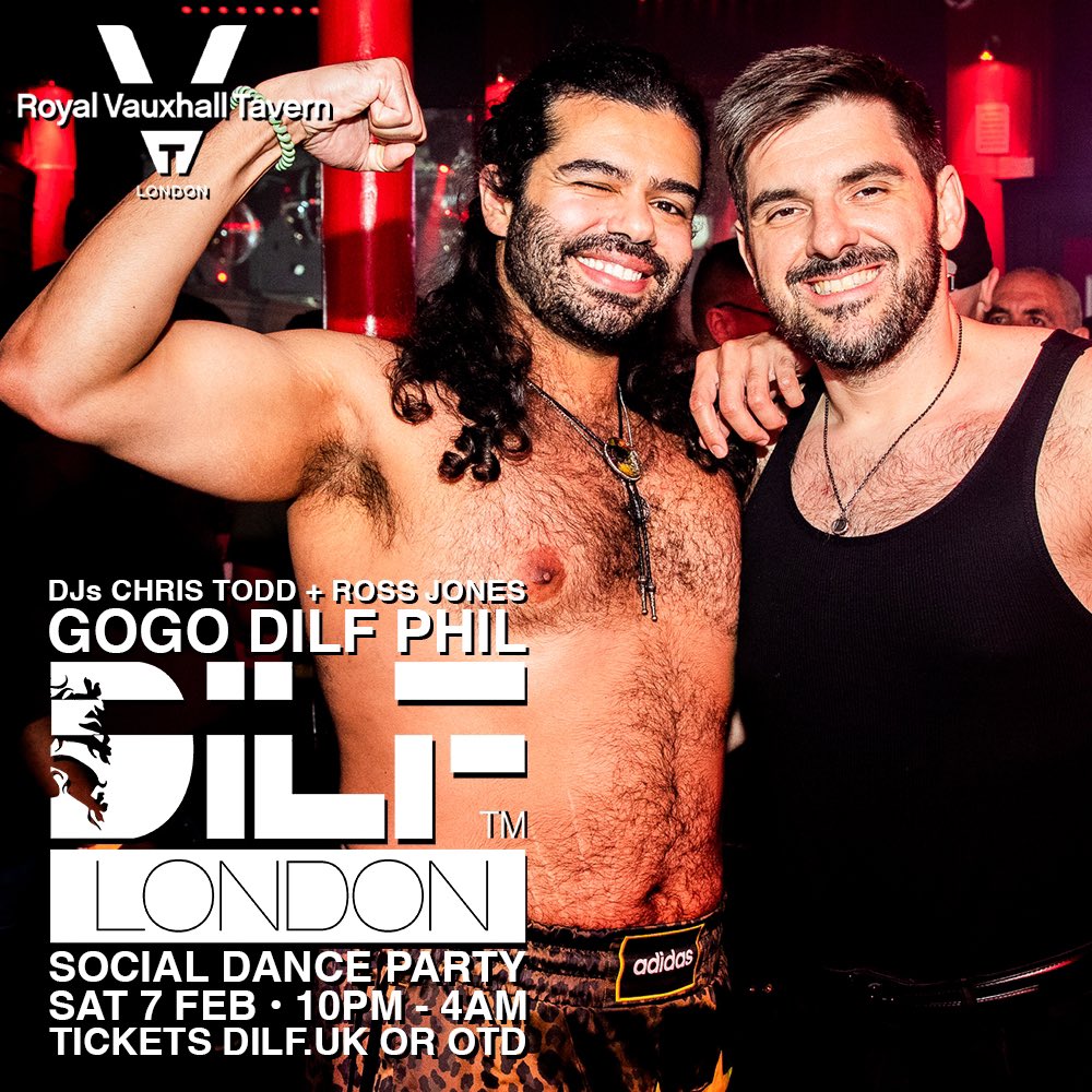 THIS SATURDAY: Dance and cruise until the wee hours at DILF. Get cheaper advance tix via <a href="/dilfuk/">DILFUK</a> 👅🎉

📸 <a href="/zefrographica/">zefrographica 📸 🏳️‍🌈</a>