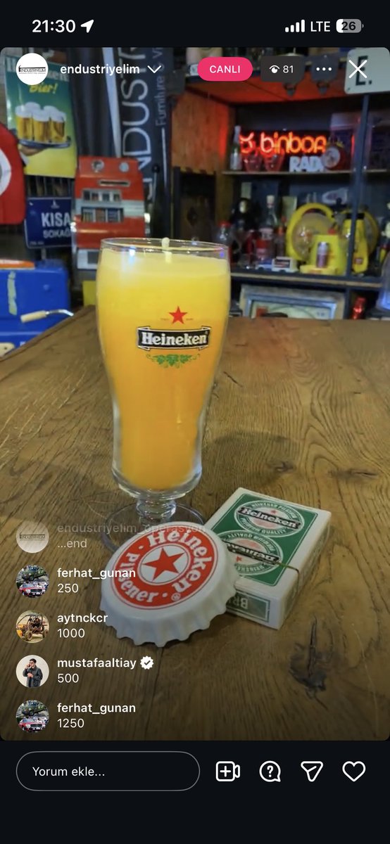 Heineken iskambil kağıdı için mezattayım fena sardı