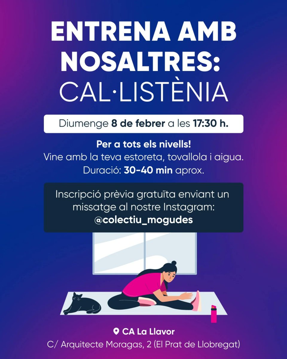 Vols posar-te en forma?  Aquesta és la proposta que ens fem per entrenar cal·listènia: exercicis senzills utilitzant el nostre propi pes, per augmentar la força, flexibilitat,  agilitat i resistència.

La sessió és oberta i per a tots els nivells.