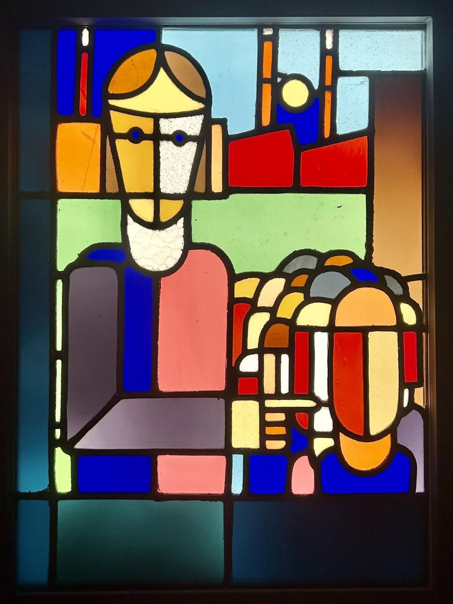 “Christ in the Ruhr Region” by FW Seiwert, 1922.

Built to honour the the Ruhr Uprising, the art glass shows Jesus commanding the insurgents of the Ruhr Red Army with following verse: “Whatever you did for one of the least of these brothers and sisters of mine, you did for me”.