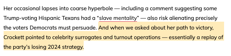 Jasmine Crockett's strategy to win the general election in Texas is celebrity endorsements, according to The Houston Chronicle Editorial Board.