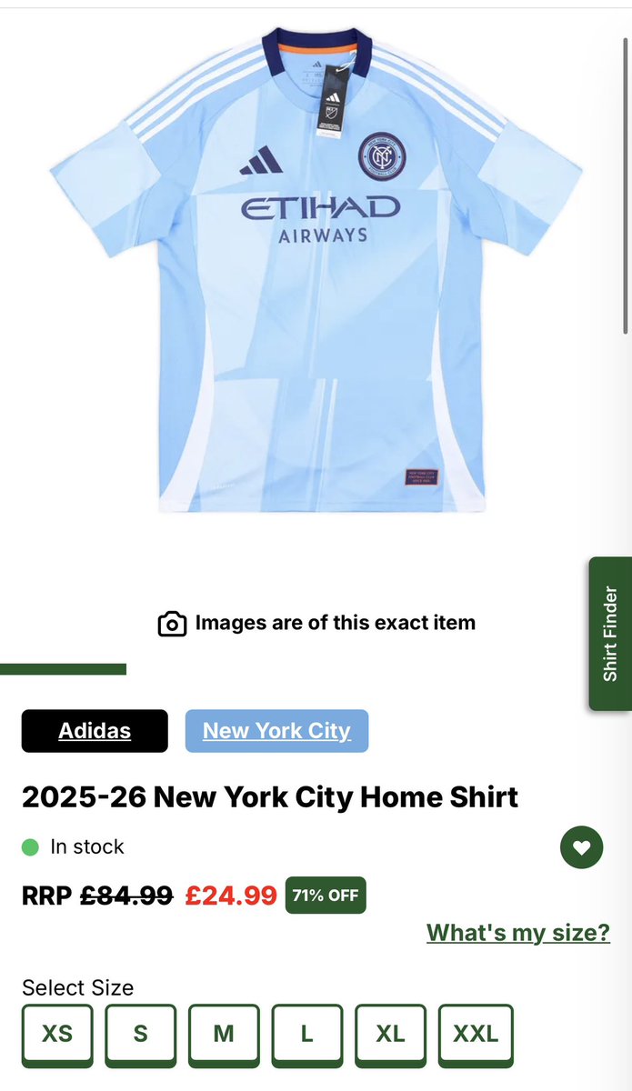 What a deal at <a href="/classicshirts/">Classic Football Shirts</a>, only £25 for the current home jersey!

#NYCFC