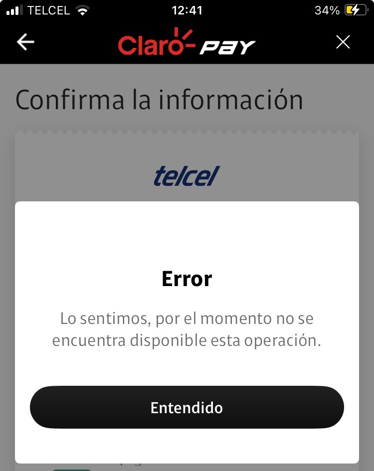 Mary_Th_'s tweet photo. @ClaroPay la app no me permite pagar paquete amigo sin límite!!! Porqué?? Dice que no está disponible esa operación??? Y lo mismo me está sucediendo con la app de @Telcel !! https://t.co/5az61XeNHz