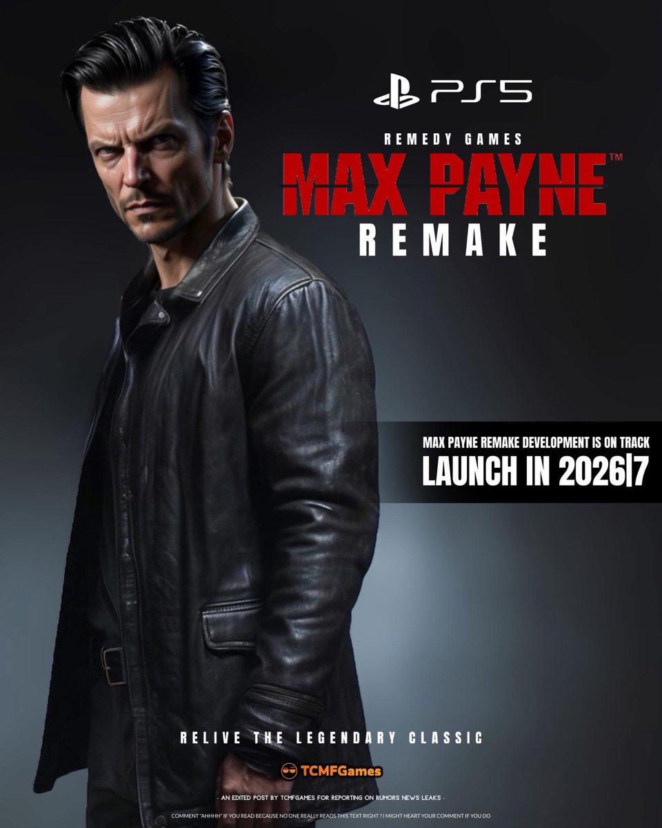 TCMF2's tweet image. Max Payne PS5 Remake 

▫️ Remedy has previously confirmed the MP remake is progressing well
▫️ The game has been in full production for 15 months as of September 2025
▫️ Rockstar Games controls marketing, meaning release timing depends partly on them for launch 
▫️ Rockstar may…