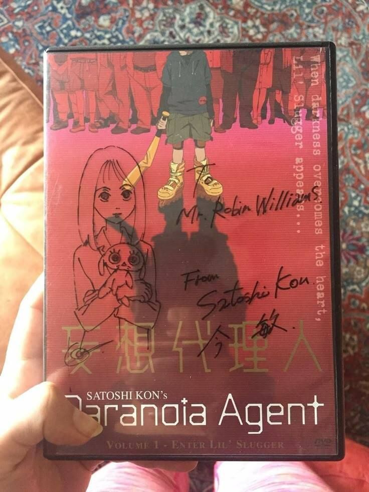 90sPiictures's tweet photo. A DVD copy of Paranoia Agent signed by the Satoshi Kon for Robin Williams https://t.co/8TUP4WFRsI