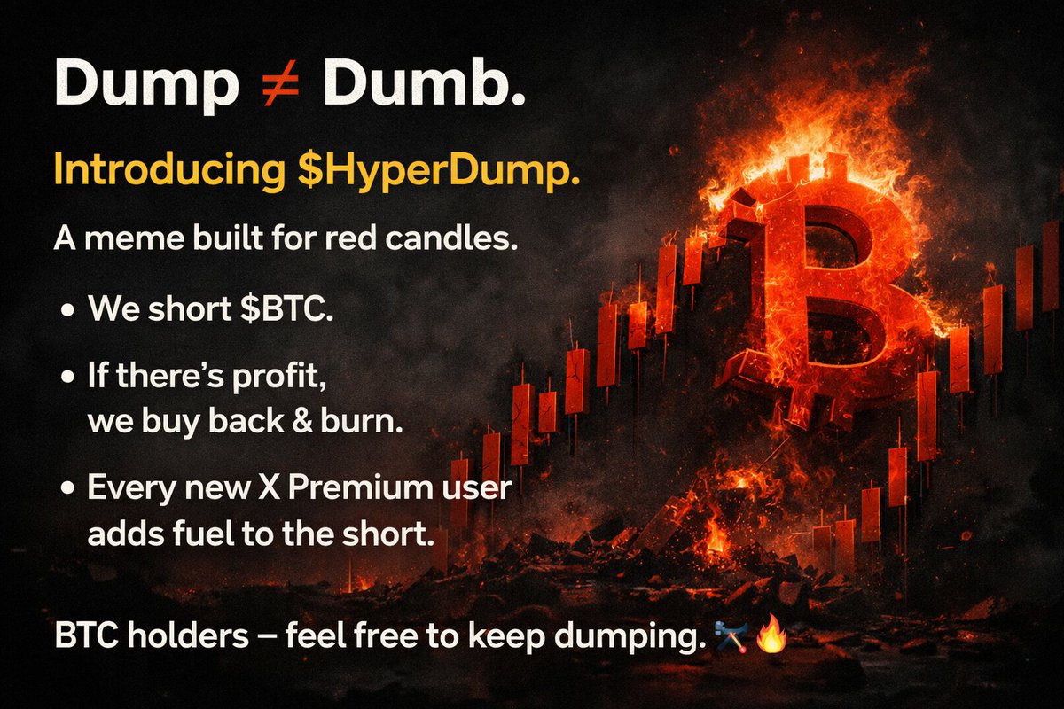 hyper_dump's tweet image. Introducing $HyperDump.
A meme built on shorting $Bitcoin.
They dump the price. We pump the hope.
How it works 👇