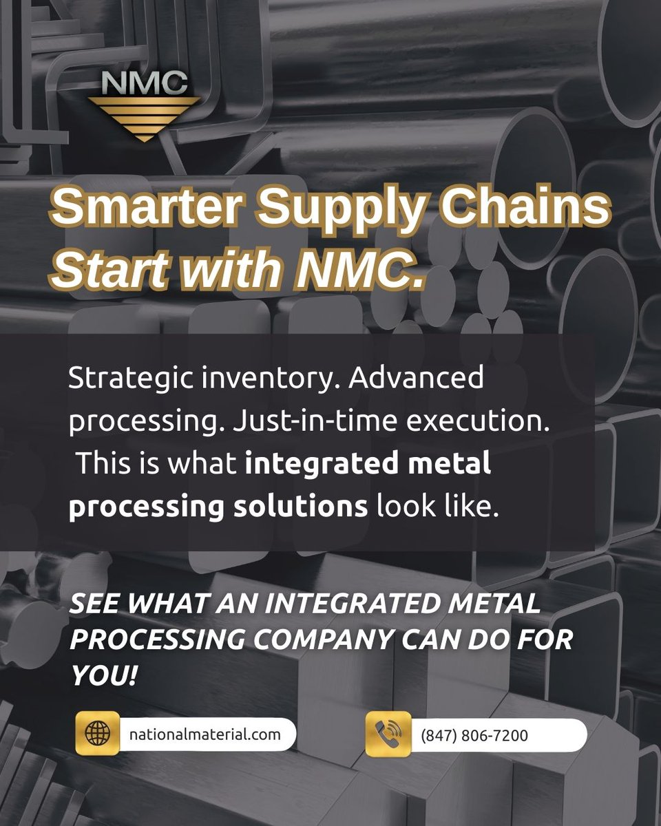 NatlMaterial's tweet photo. Steel and aluminum were never meant to operate in silos. As supply chains grow more complex, integration isn’t just nice to have—it’s a competitive advantage. NMC brings both metals together under one streamlined, resilient processing model.
👉🏻https://t.co/ymftZdxfdC
#NMC https://t.co/d2StVm5yTM