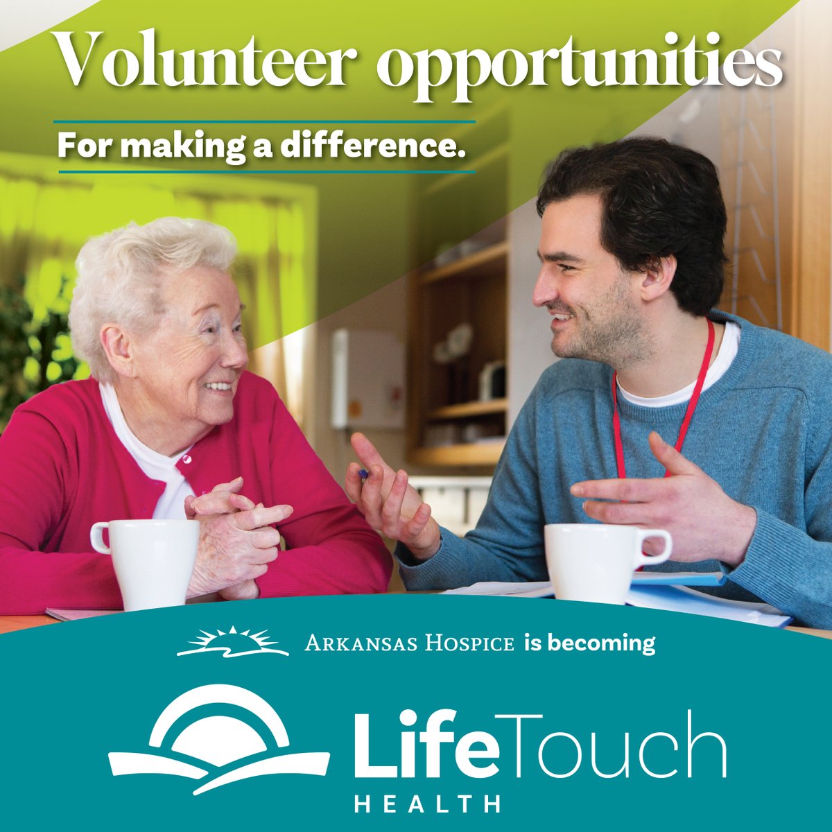 Do you want to make a difference in 2026? #Volunteer with the state’s largest nonprofit provider of hospice care, as #ARHospice becomes #LifeTouchHealth. To learn about our volunteer opportunities, please visit lifetouchhealth.org/volunteer-oppo….